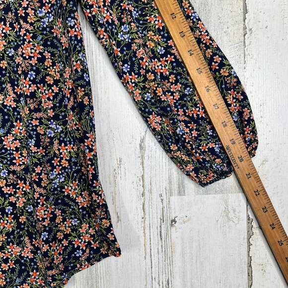 Vince Camuto Womens L Multi Floral Art Print Spring Blossom V Neck Stretch Top - Picture 9 of 9